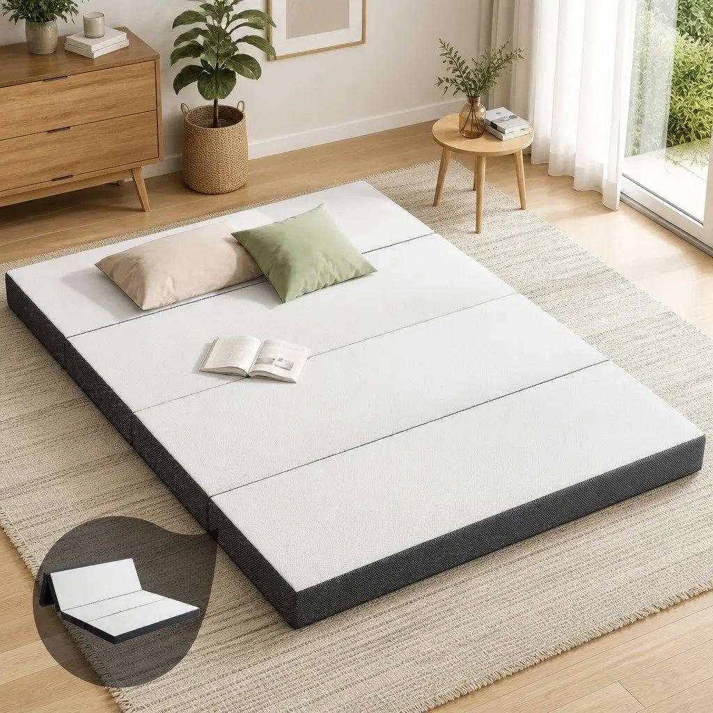 Foldable Foam Mattress Queen Size for Sleeping Lounging Storage
