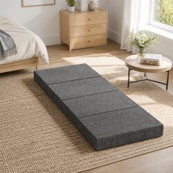 Compact Grey Folding Mattress: 180cm x 70cm