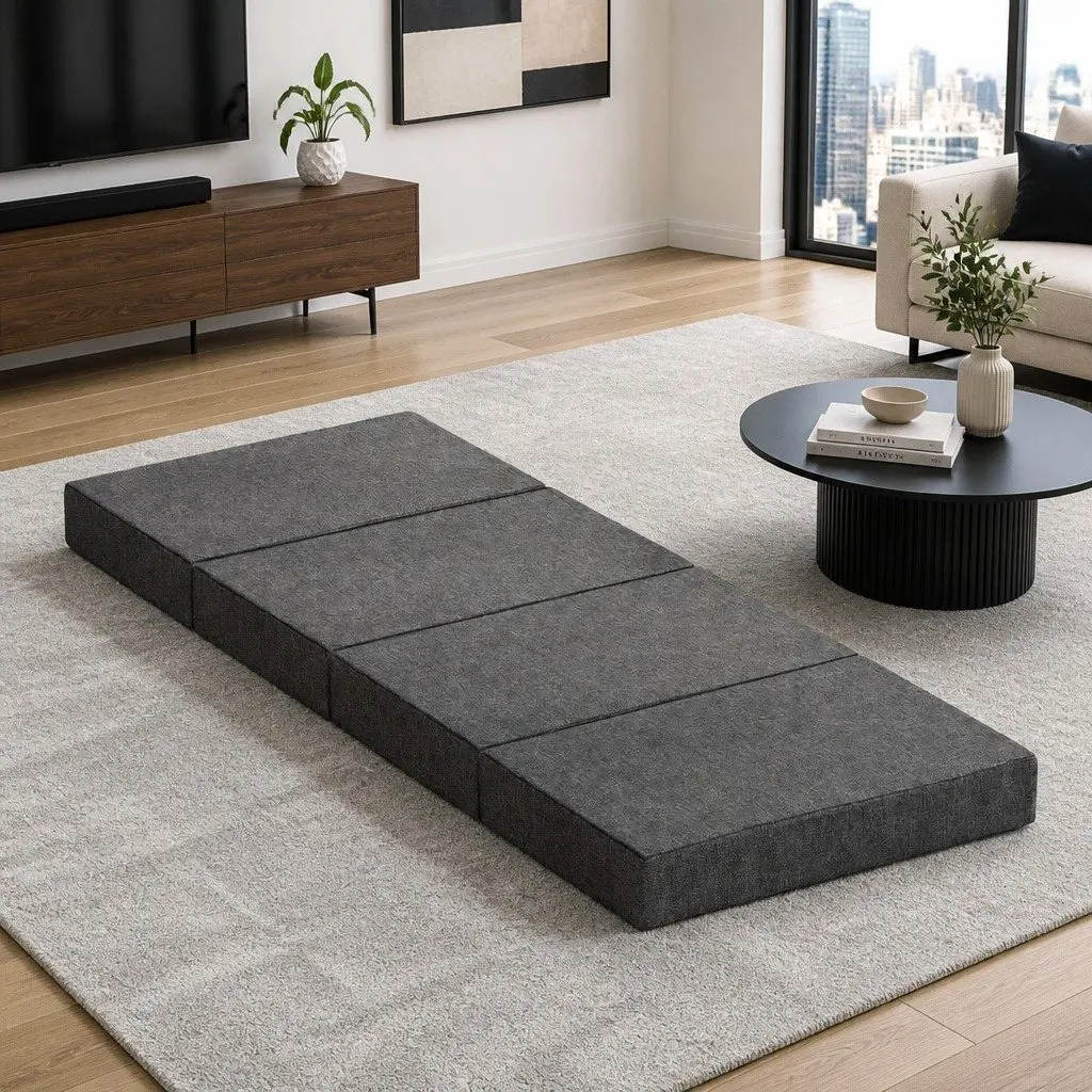 Foldable Foam Mattress Couch Bed Grey 180cm x 70cm