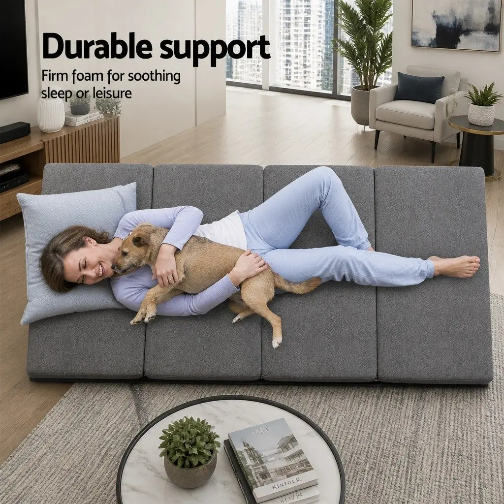 Foldable Foam Mattress Couch Bed Grey 180cm x 70cm