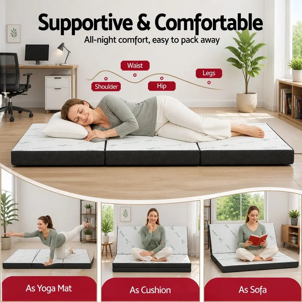 Foldable 3-Fold Queen Mattress for Various Uses