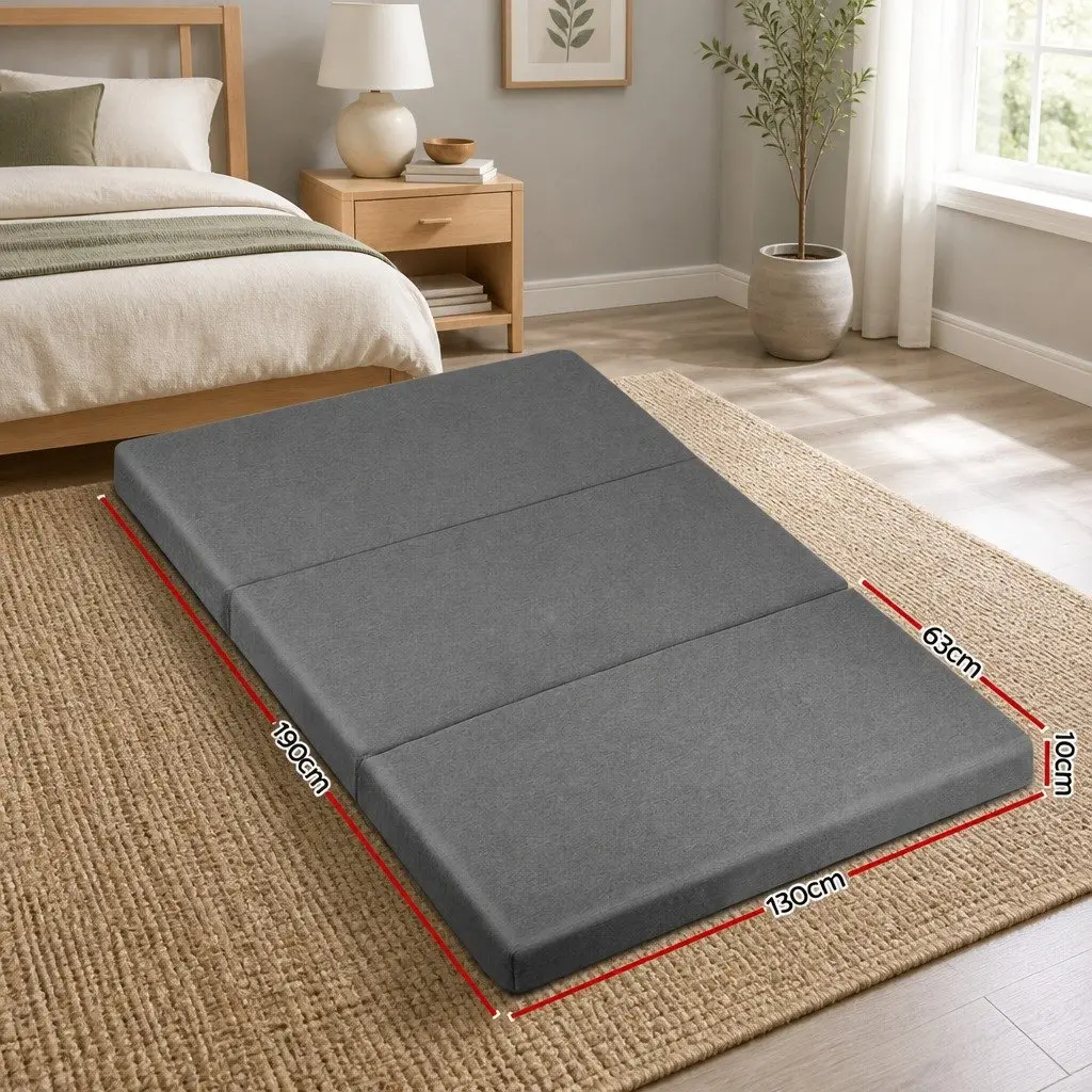 Foldable Foam Mattress Double Bed Sofa Grey 190cm x 130cm x 10cm