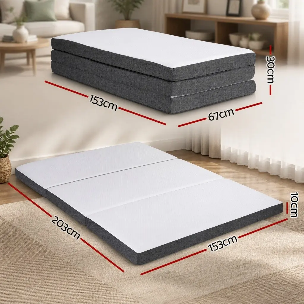 Foldable Queen Mattress 3-Fold Memory Foam Sofa Bed Chair Convertible Compact