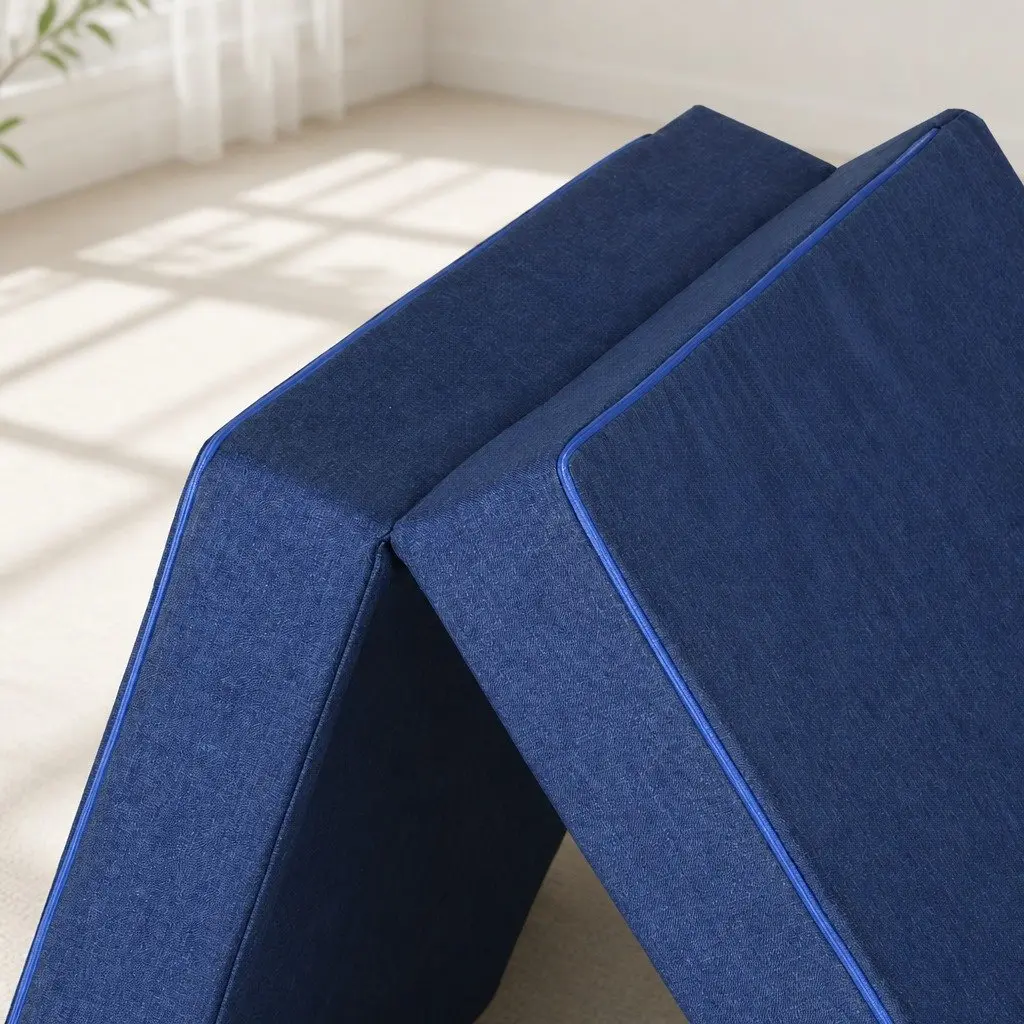Single Mattress Foam Folding Bed Chair Sofa Blue 190cm x 79cm x 10cm