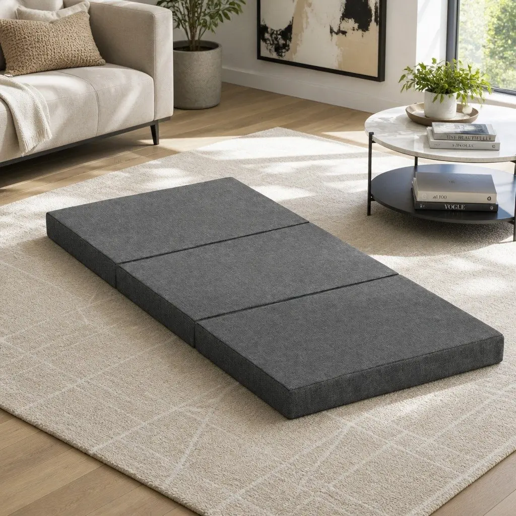 Foldable Foam Mattress Single Bed Chair Sofa Grey 190cm x 79cm x 10cm
