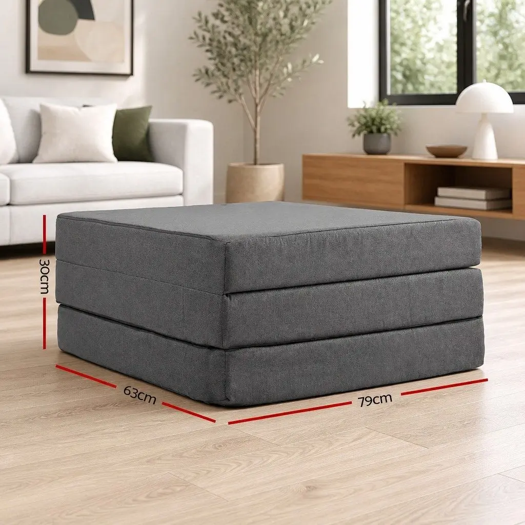 Foldable Foam Mattress Single Bed Chair Sofa Grey 190cm x 79cm x 10cm