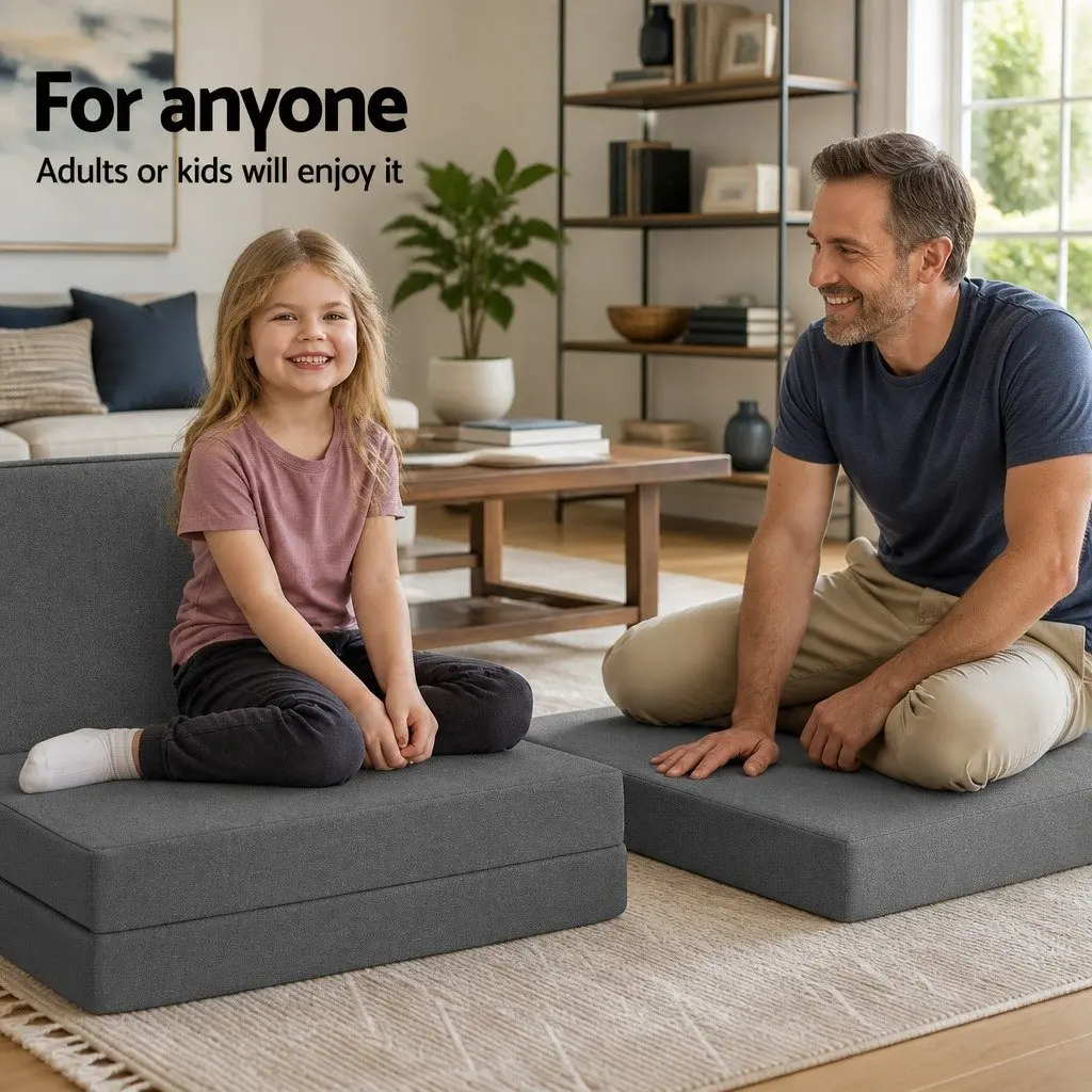 Foldable Foam Mattress Single Bed Chair Sofa Grey 190cm x 79cm x 10cm