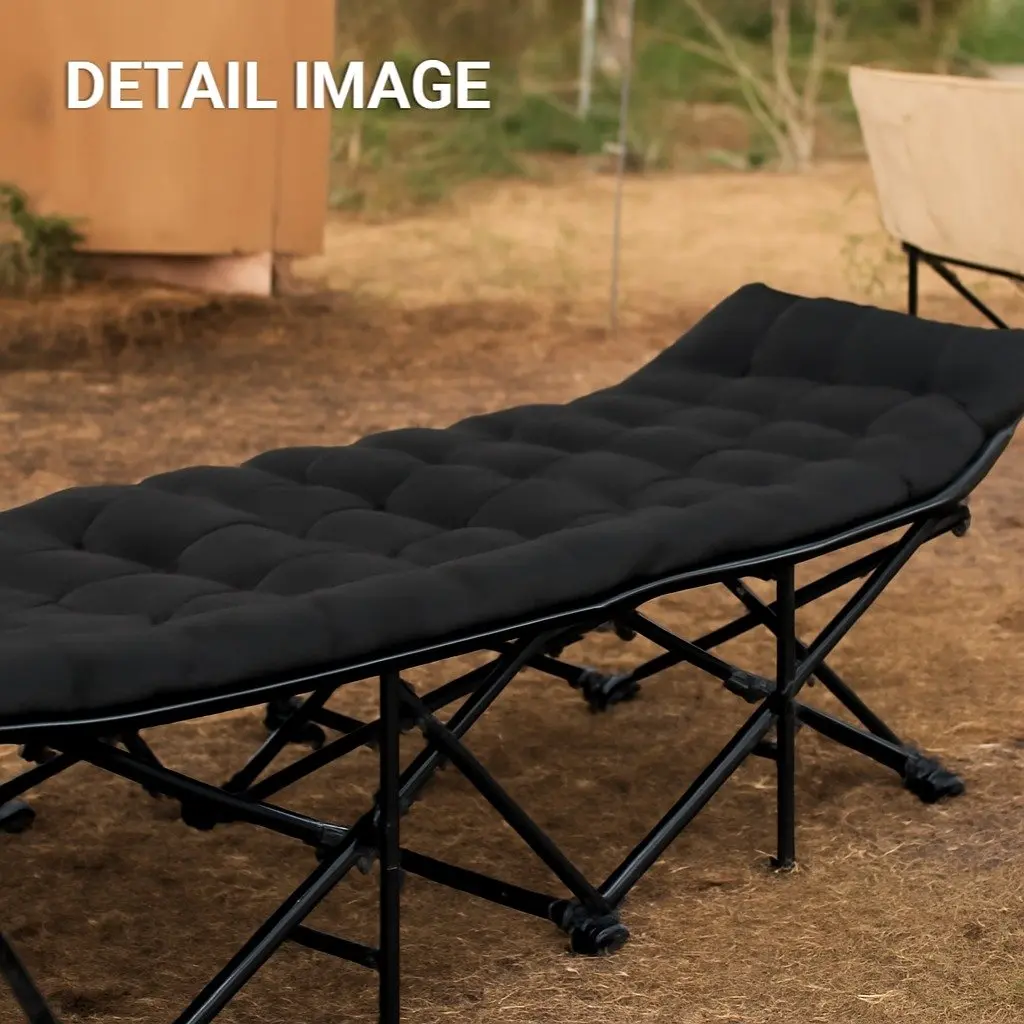 Black Folding Bed with Mattress 185CM
