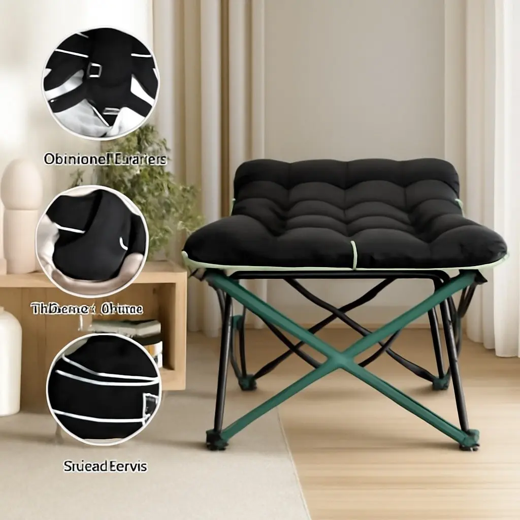 Black Folding Bed with Mattress 185CM