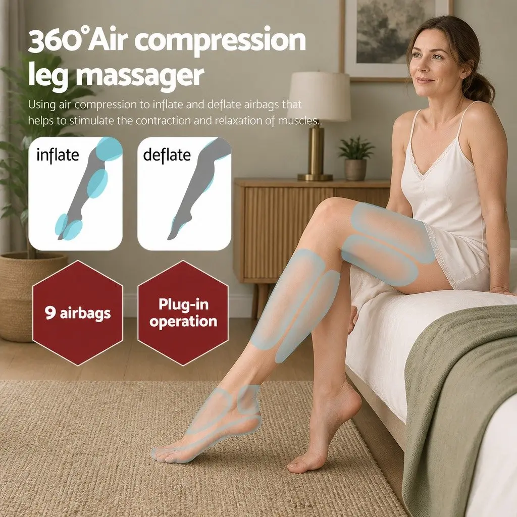 Leg Massager Air Compression Foot Calf Thigh Massage 3 Modes Heating Relaxation