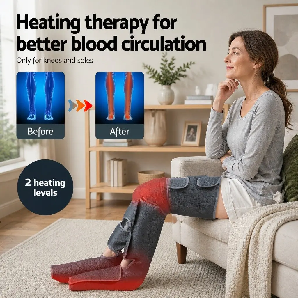 Leg Massager Air Compression Foot Calf Thigh Massage 3 Modes Heating Relaxation