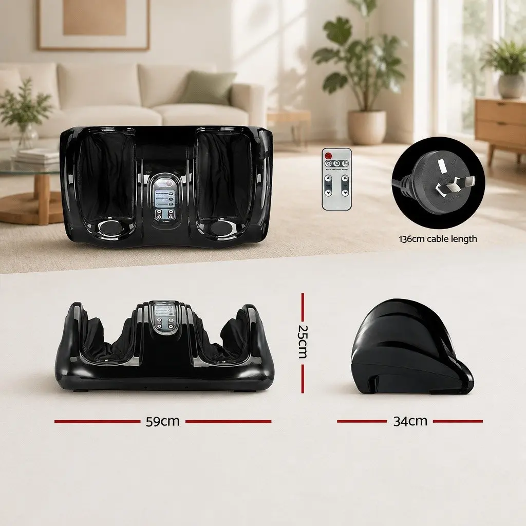Foot Massager Shiatsu Electric Kneading Roller Remote Control Black