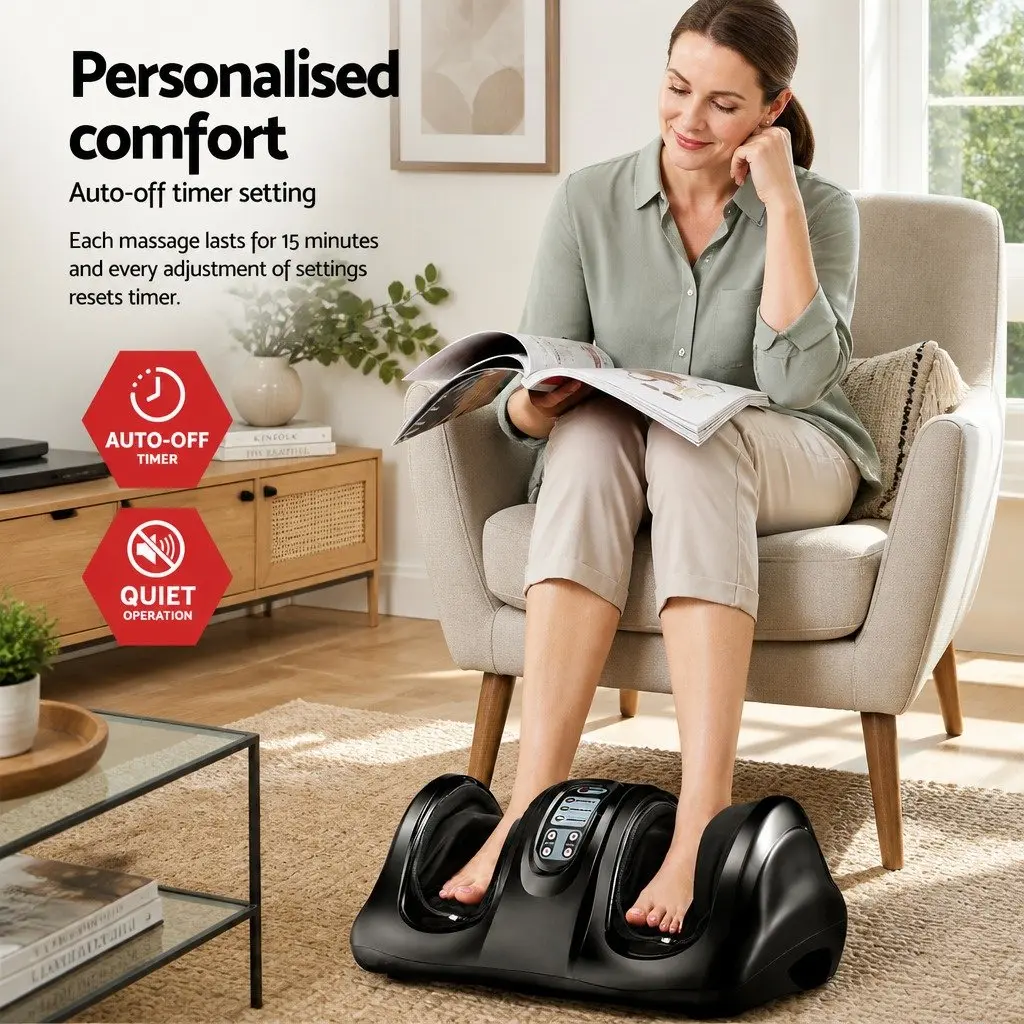 Foot Massager Shiatsu Electric Kneading Roller Remote Control Black