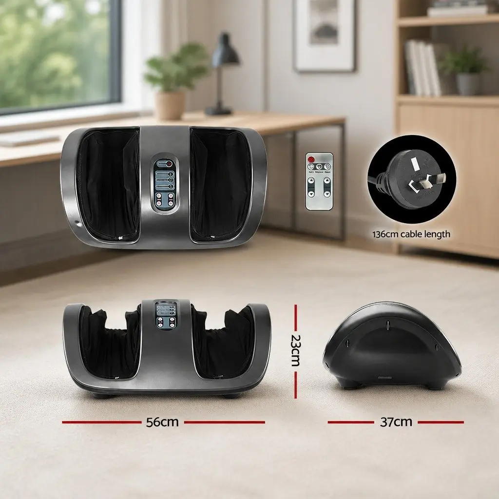 Electric Foot Massager Shiatsu Kneading Roller Charcoal Grey for Home Office Use