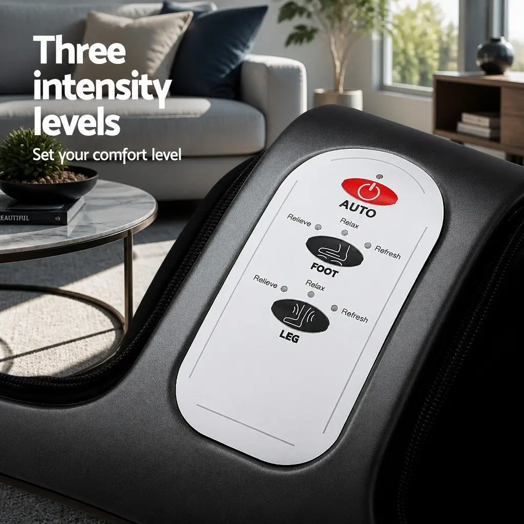 Foot Massager Shiatsu Electric Roller Calf Leg Kneading Massage Chair Black