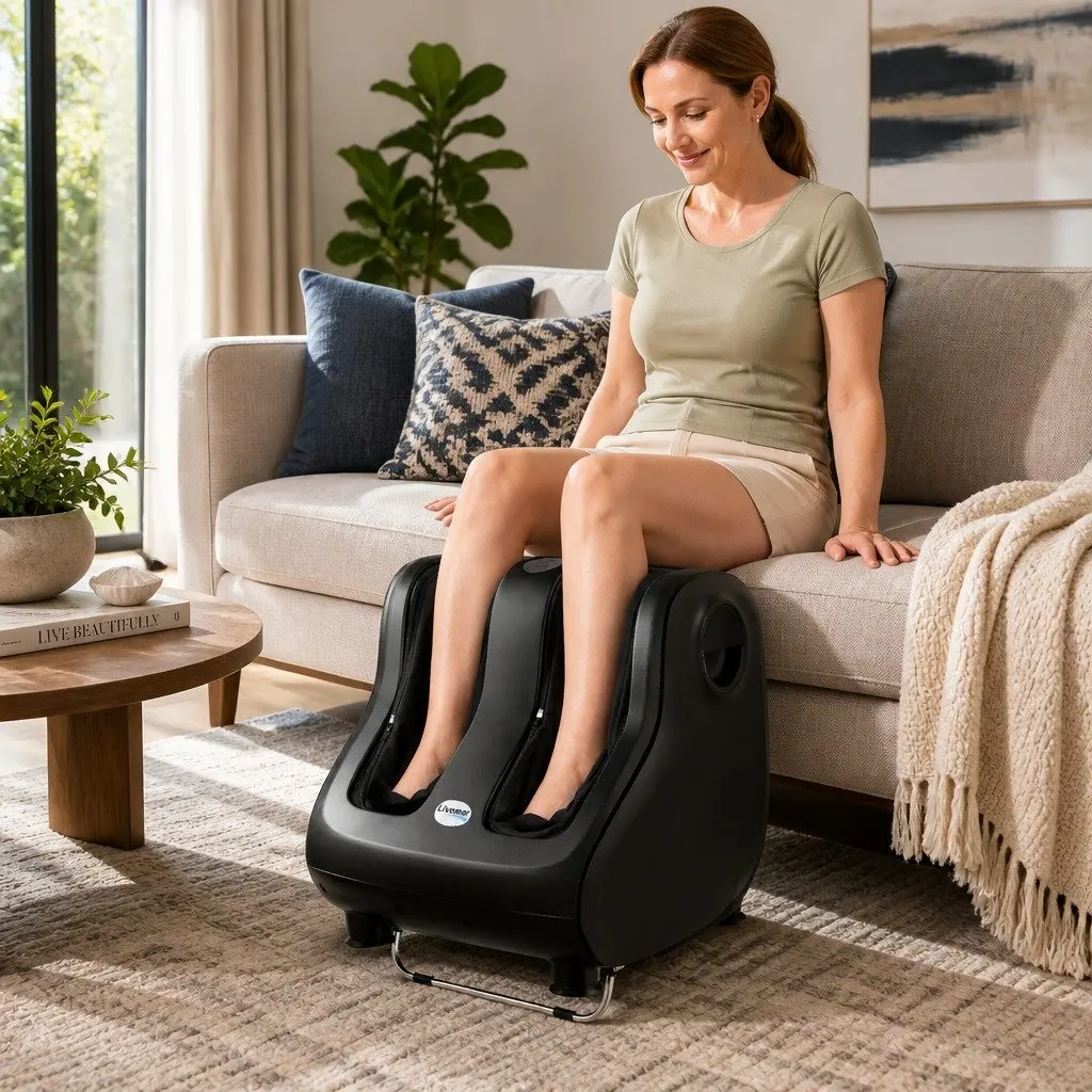 Foot Massager Shiatsu Electric Roller Calf Leg Kneading Massage Chair Black