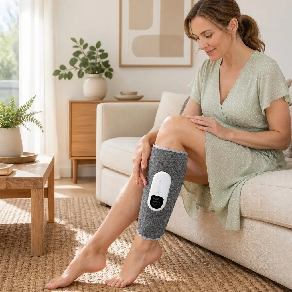 Calf Leg Massager Heated Air Compression Relaxation Cordless Rechargeable Grey