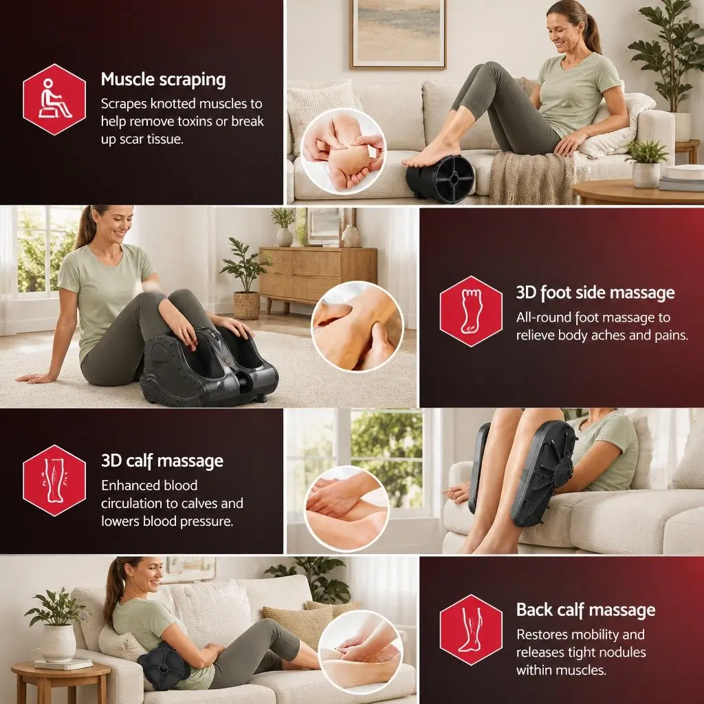Foot Massager Electric Shiatsu Kneading for Home Use Black Size 47cm x 47cm x 44cm