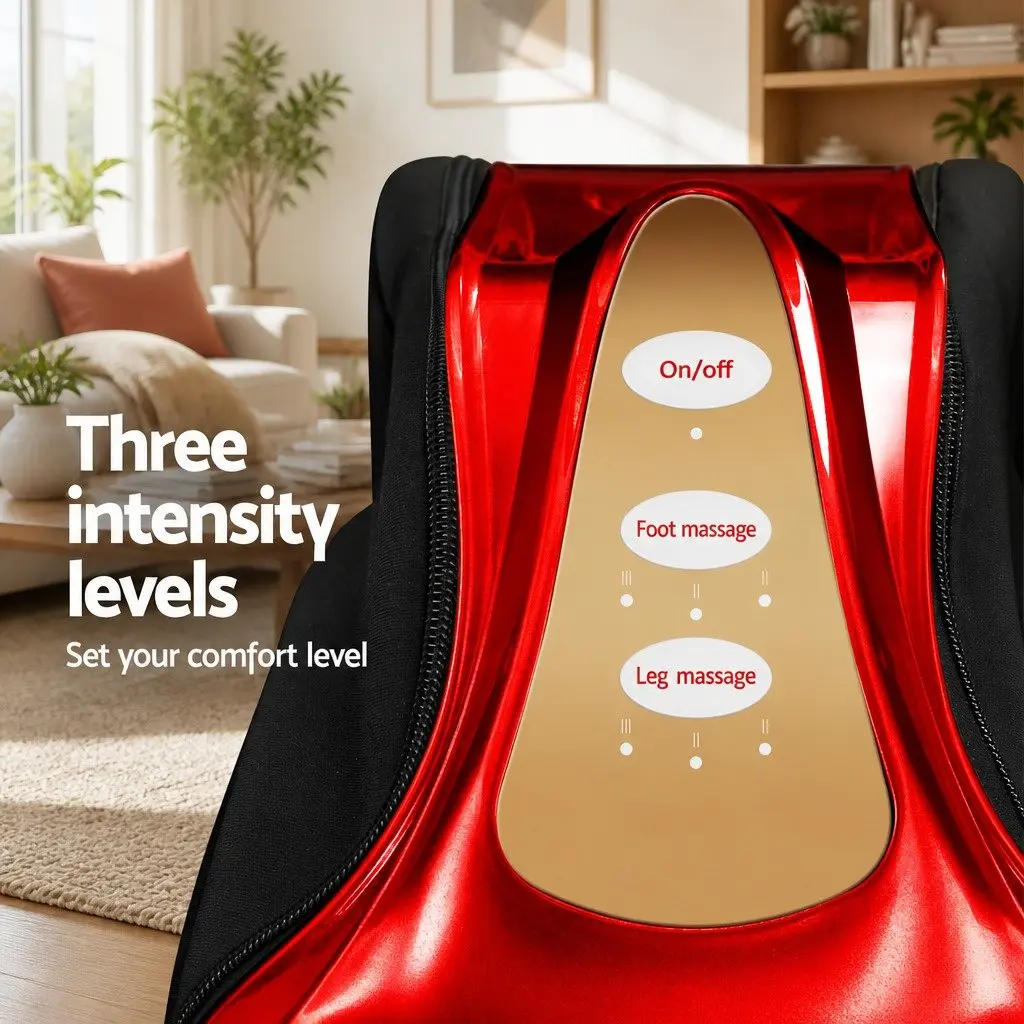 Foot Massager Electric Shiatsu Kneading Roller Ankle Calf Leg Massage Chair Red