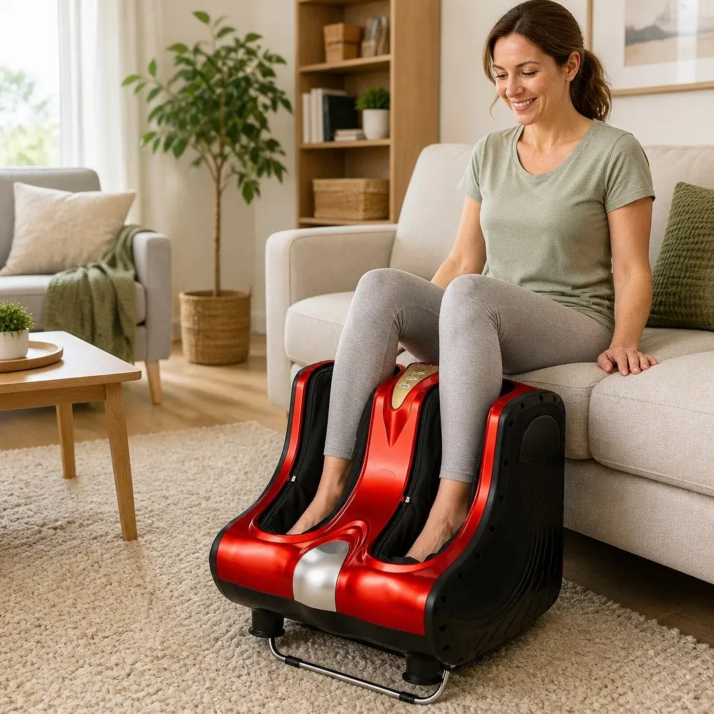 Foot Massager Electric Shiatsu Kneading Roller Ankle Calf Leg Massage Chair Red