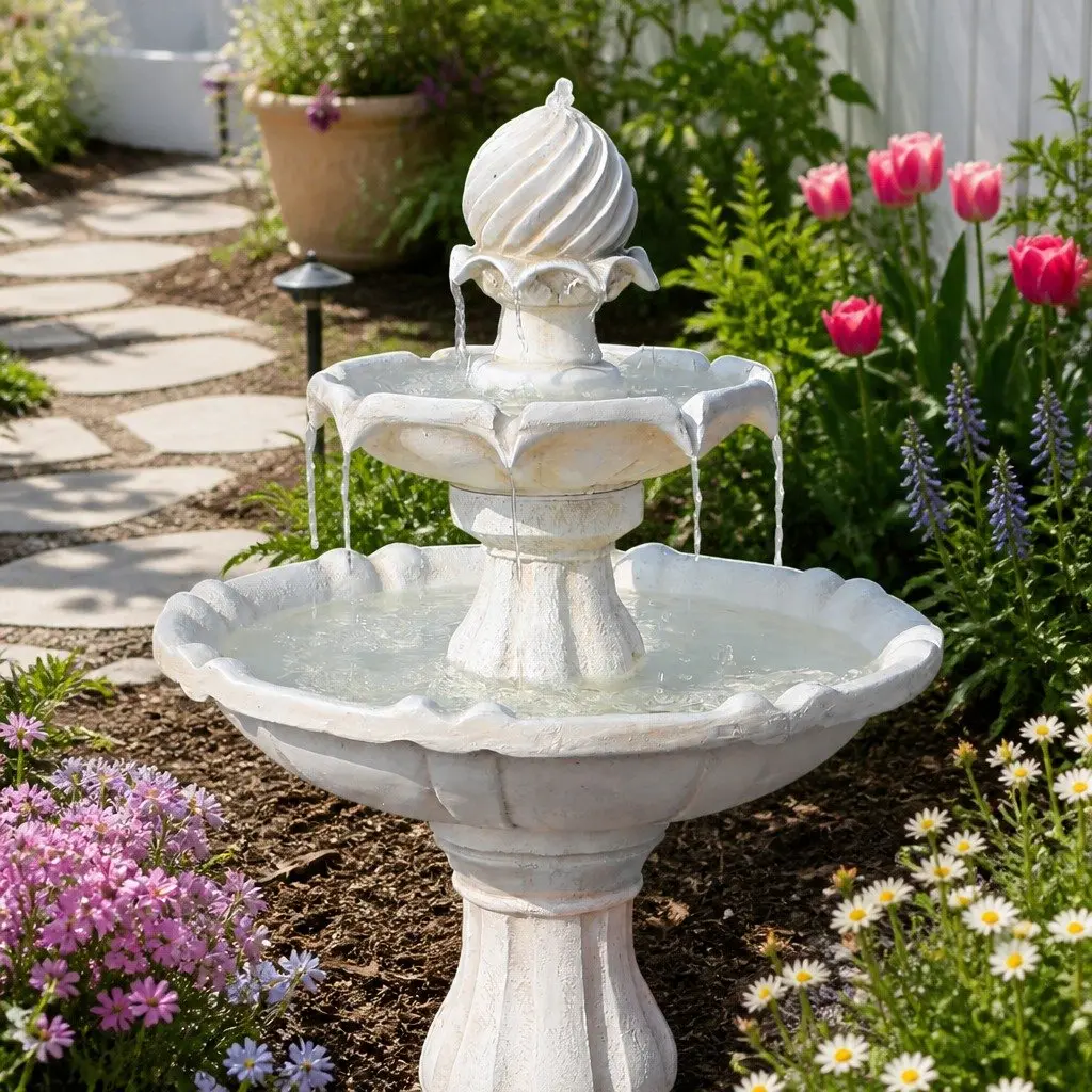 Solar Water Feature Fountain for Garden or Patio 90CM