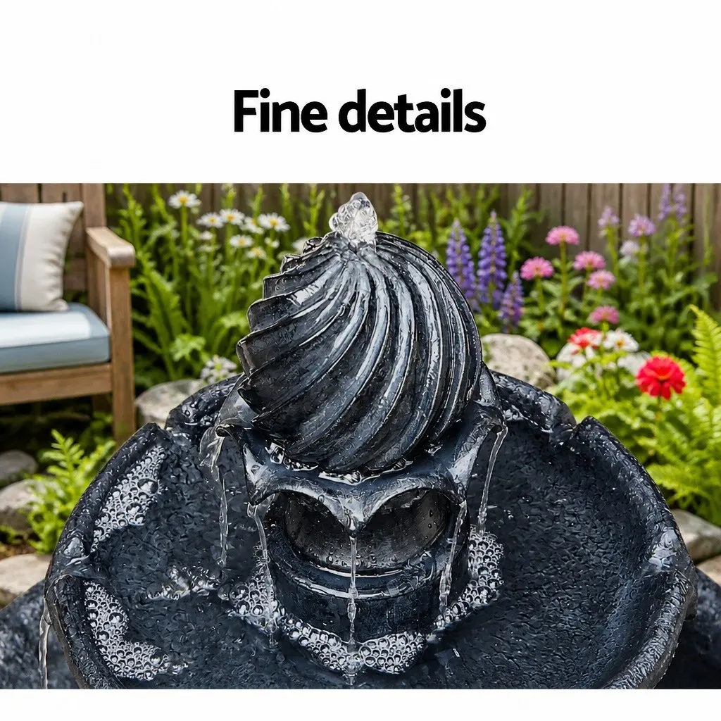 Solar Powered 3-Tier Water Fountain Garden Bird Bath Feature 93cm Black