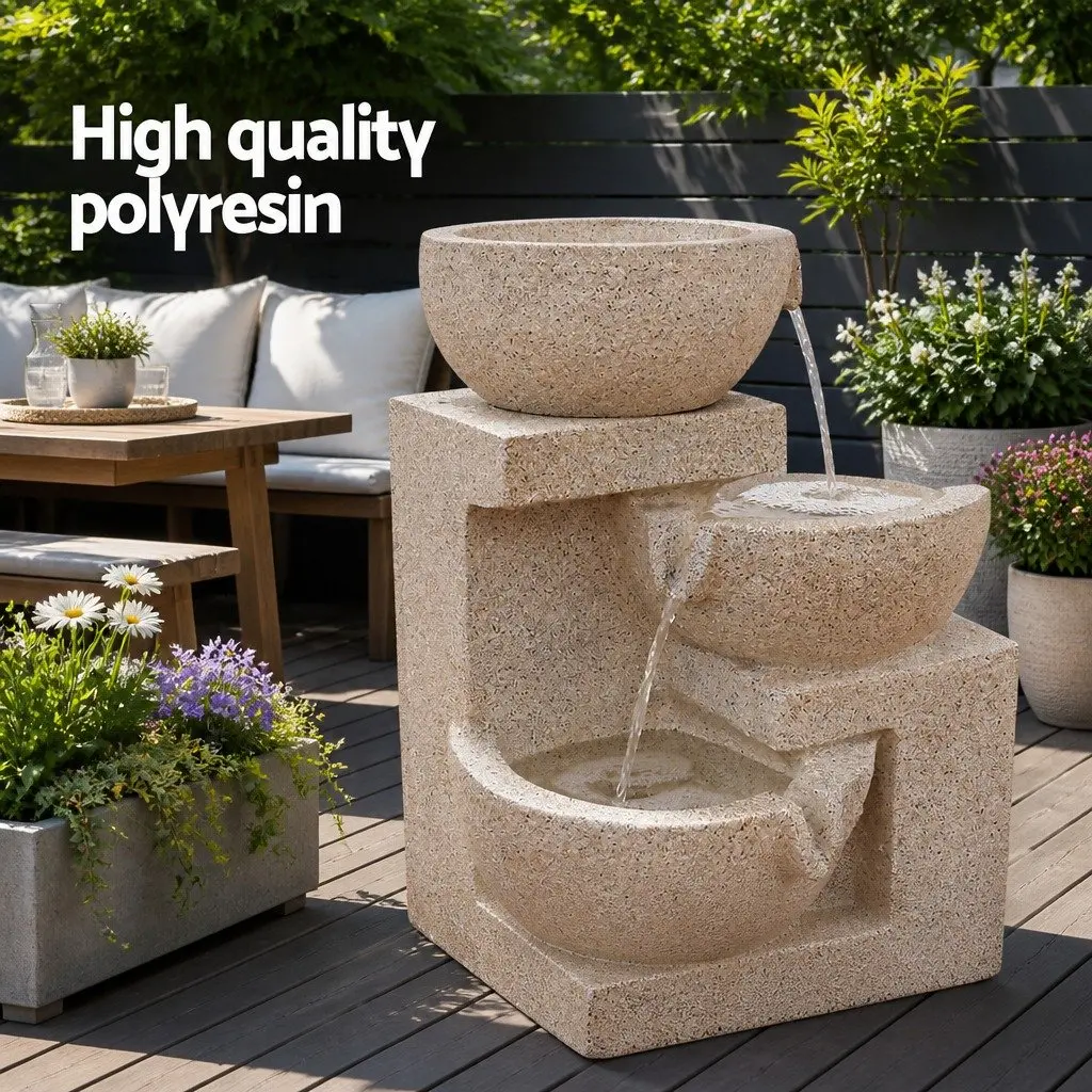 Solar Water Fountain 4-Tier Cascading LED Feature Outdoor Indoor Sand 72CM Height Garden Decor