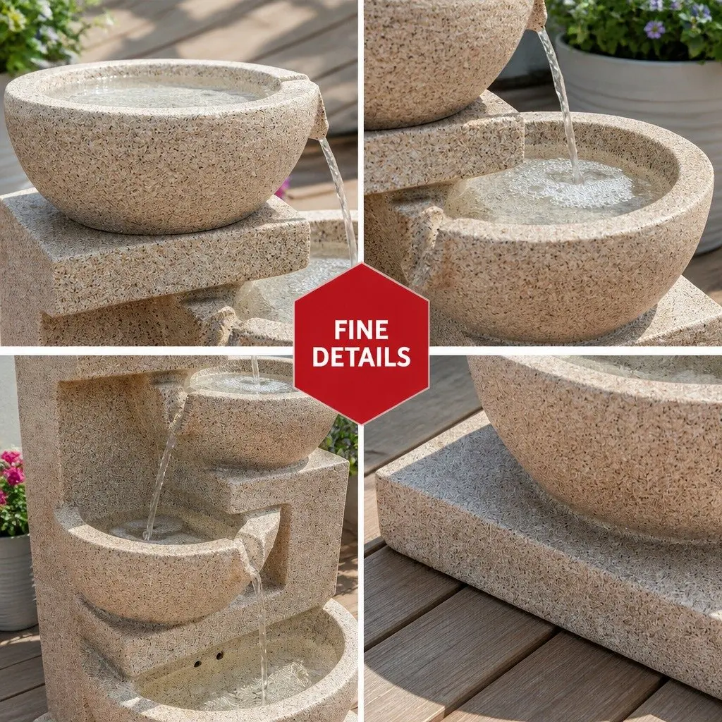 Solar Water Fountain 4-Tier Cascading LED Feature Outdoor Indoor Sand 72CM Height Garden Decor
