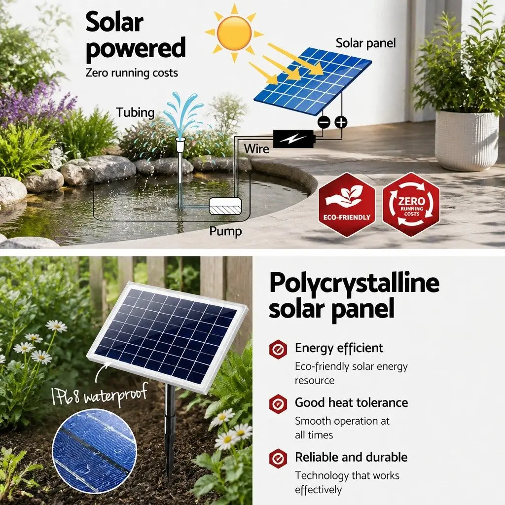 Solar-Powered Submersible Fountain Pump with
