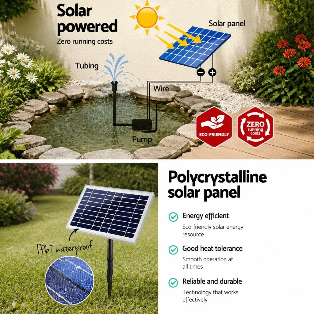 Solar Pond Pump Submersible Water Fountain Kit Garden 6.6FT