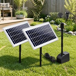 Solar Pond Pump Submersible Water Fountain Kit with 2 Solar Panels 7.2FT Lift