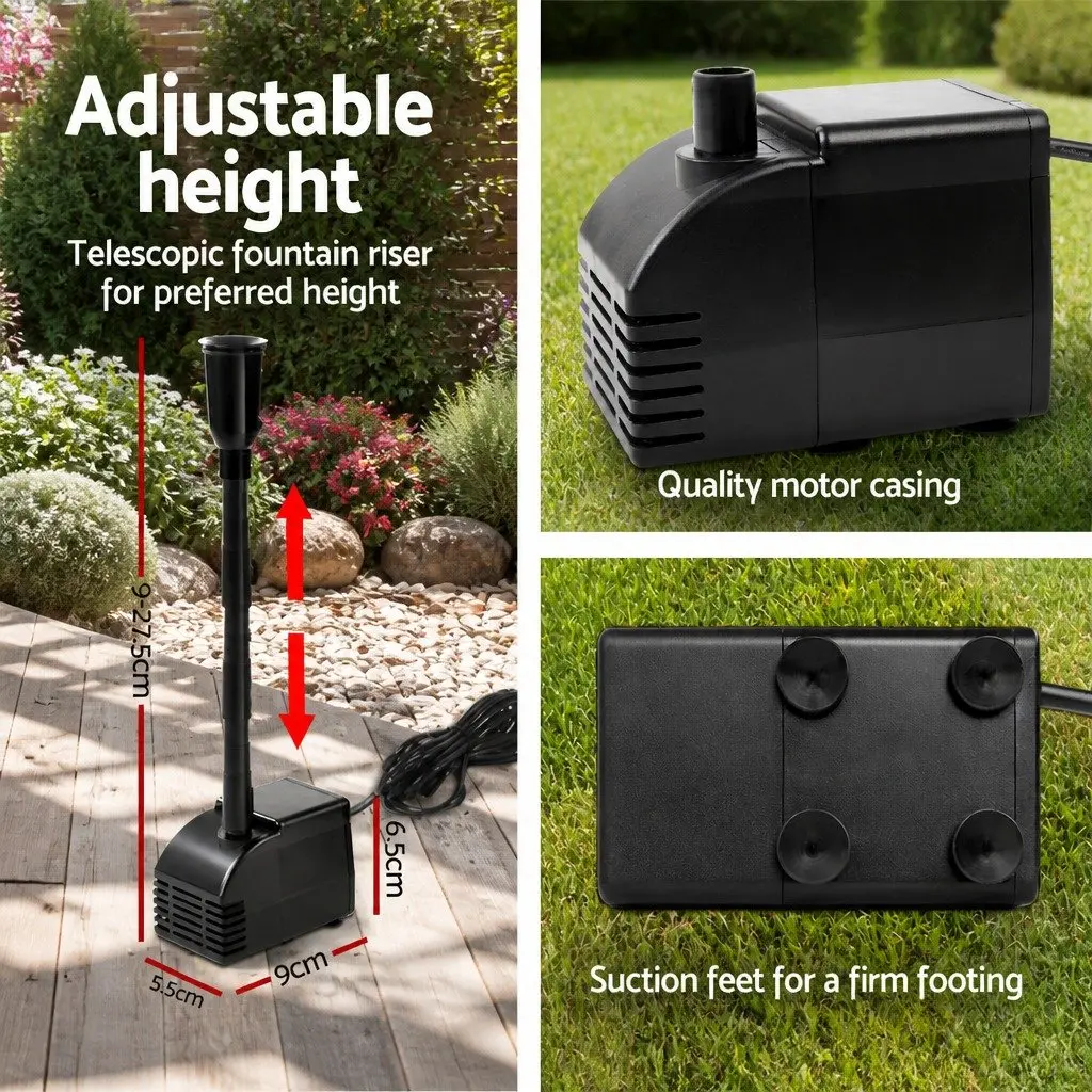 Solar-Powered Water Fountain Kit with 2 Solar Panels
