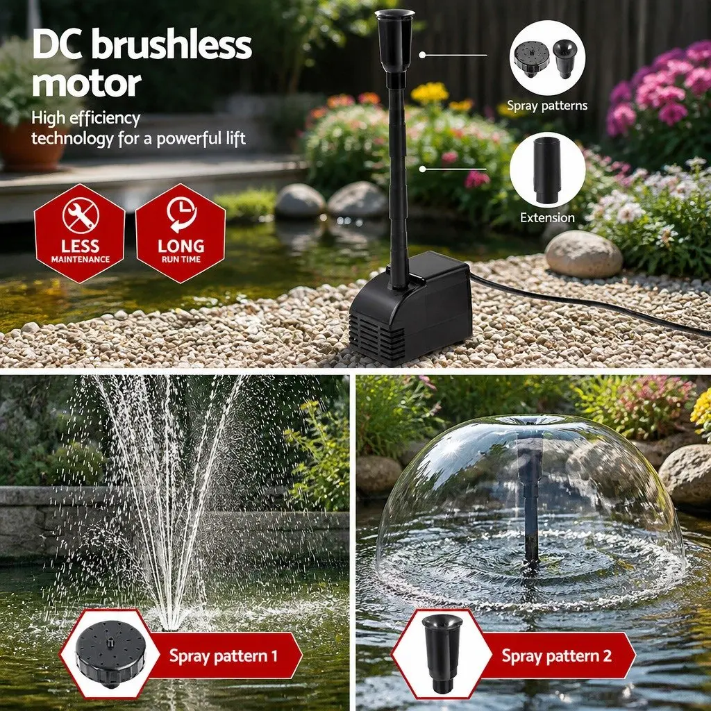 Solar-Powered Water Fountain Kit with 2 Solar Panels