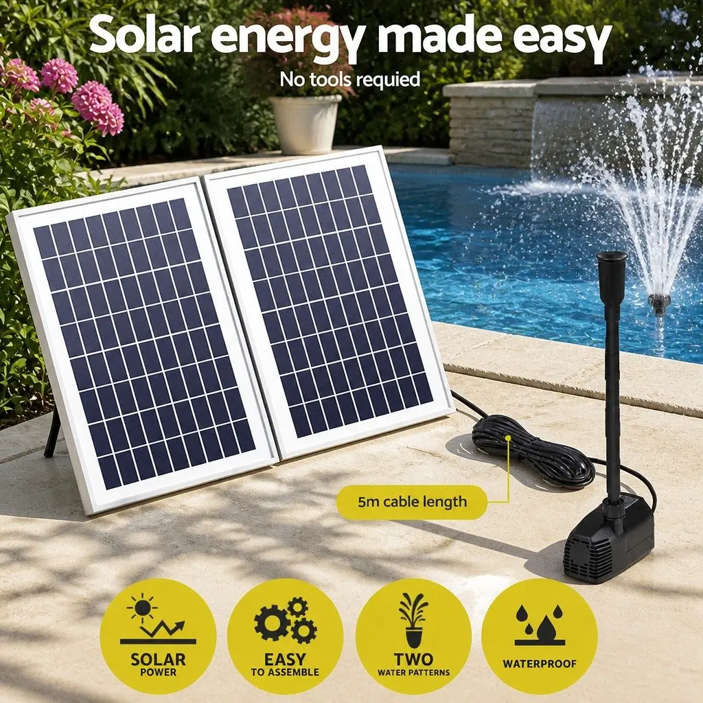 Solar-Powered Water Fountain Pump with 10W Panels
