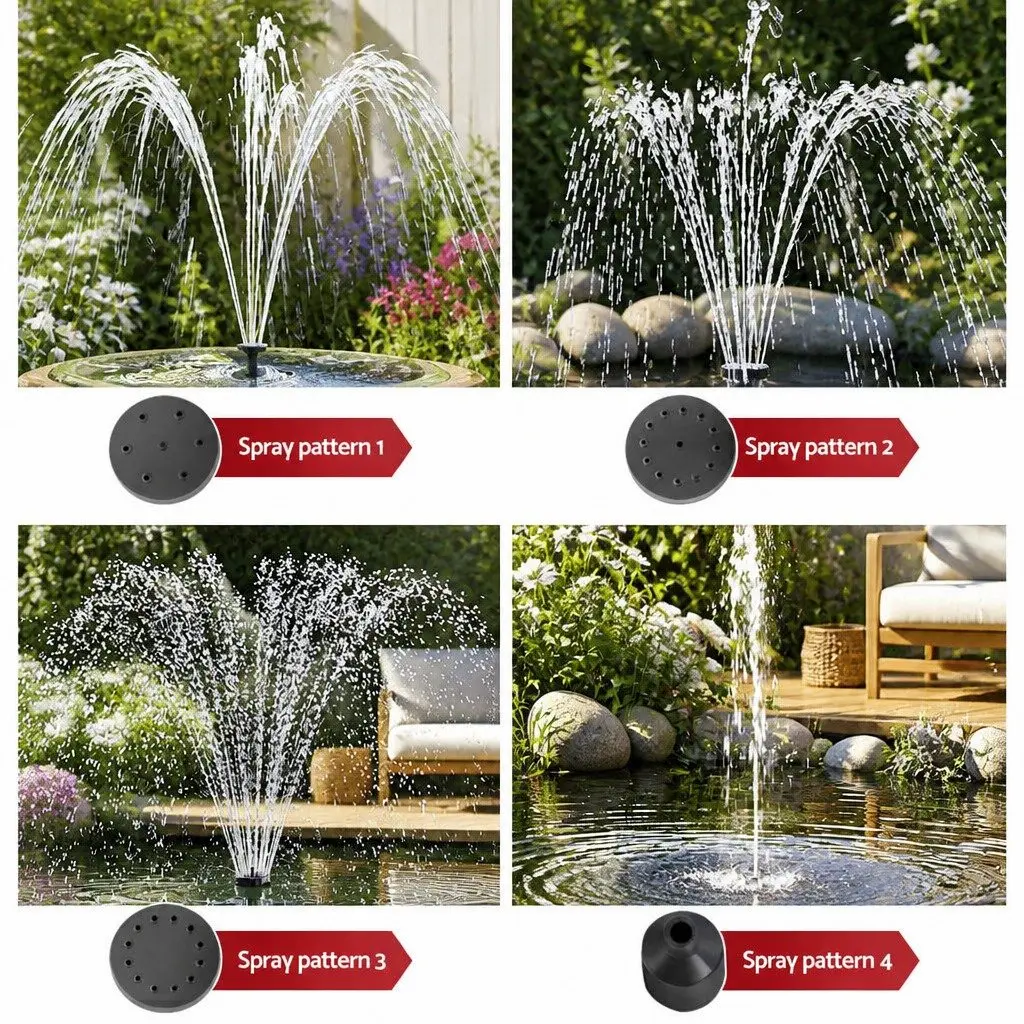 Solar Pond Pump Submersible Fountain Water Feature LED Lights Battery Kit 4FT