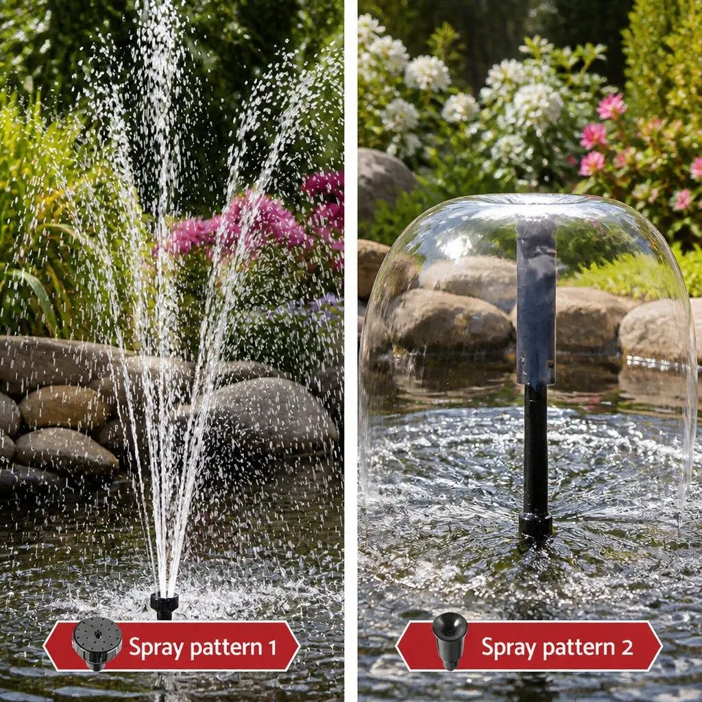 Solar Submersible Water Pond Fountain Pump with Filter Box 4.6FT 470L/H Black