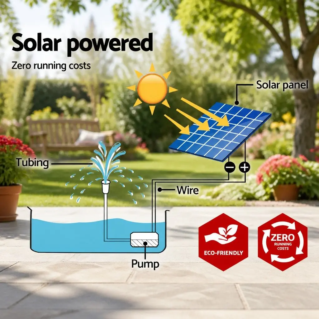 Solar Pond Pump 4.6FT Water Fountain Feature Garden Outdoor Energy Efficient