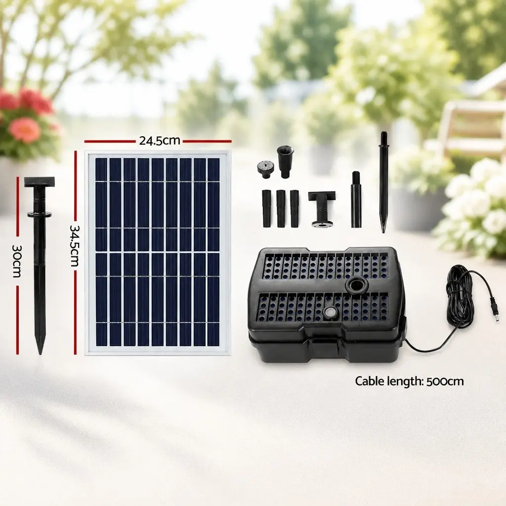 Solar Pond Pump Fountain Submersible Filter Box Outdoor Garden Pool 6.6FT