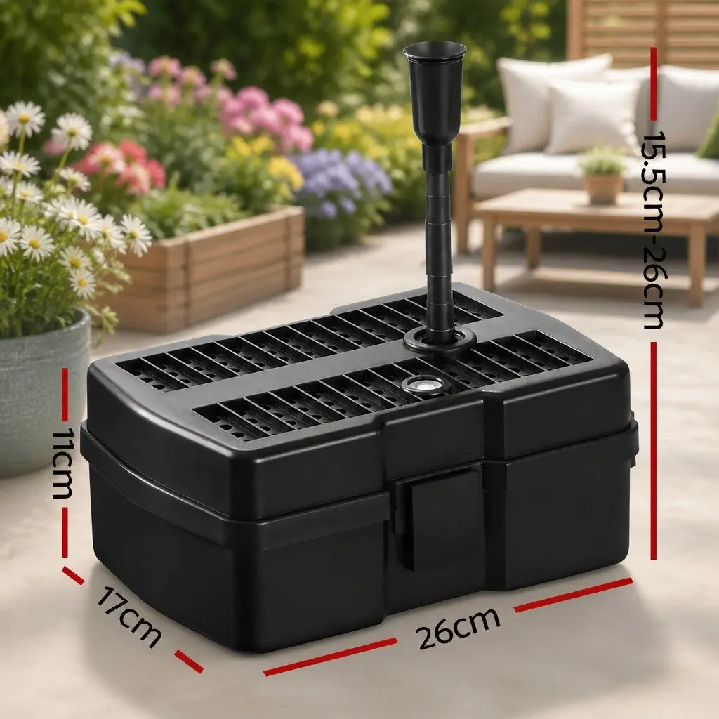 Solar Pond Pump Fountain Submersible Filter Box Outdoor Garden Pool 6.6FT