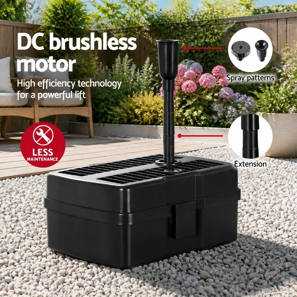 Solar Pond Pump Fountain Submersible Filter Box Outdoor Garden Pool 6.6FT