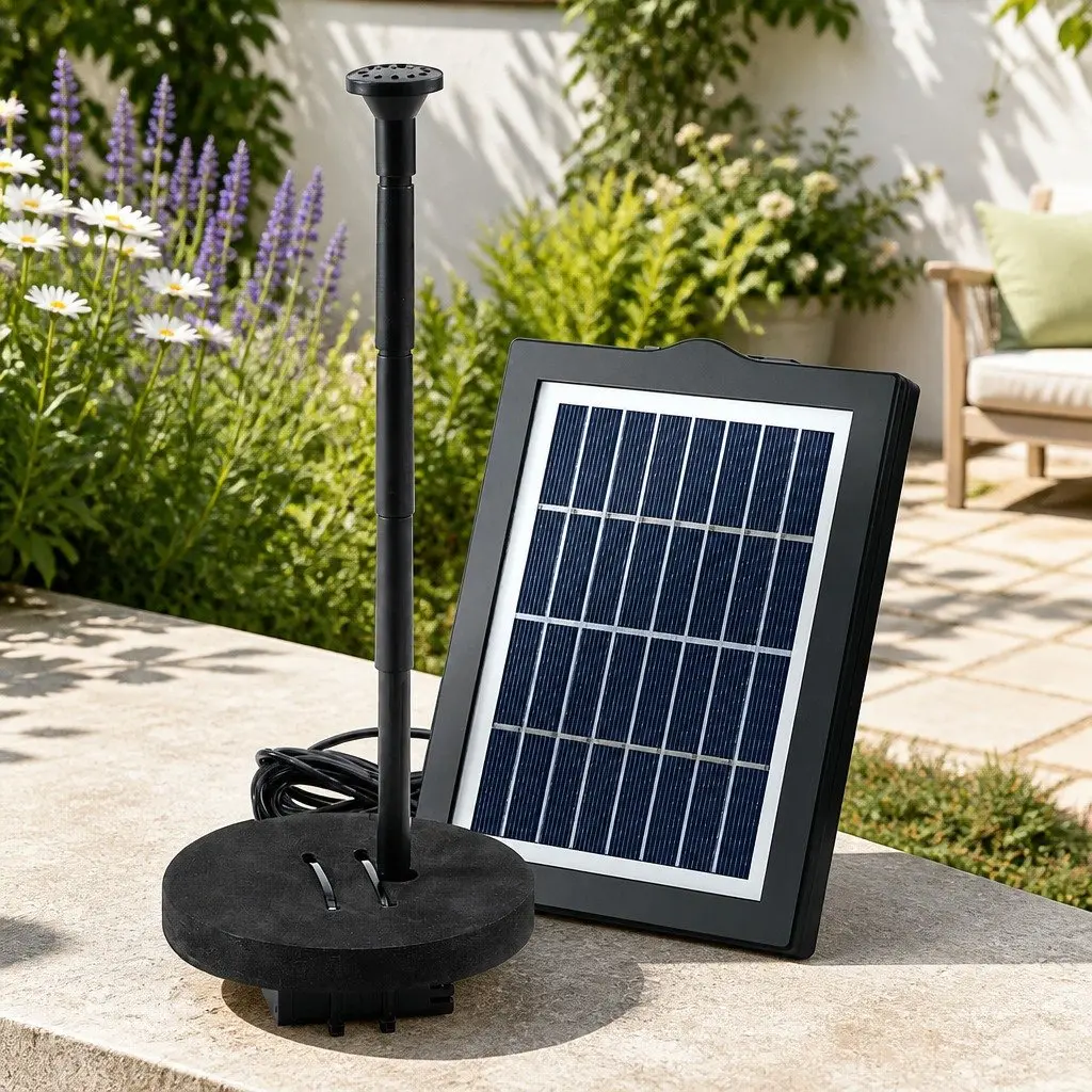 Solar Pond Pump Water Fountain Submersible Floating Bird Bath 190L/H Outdoor