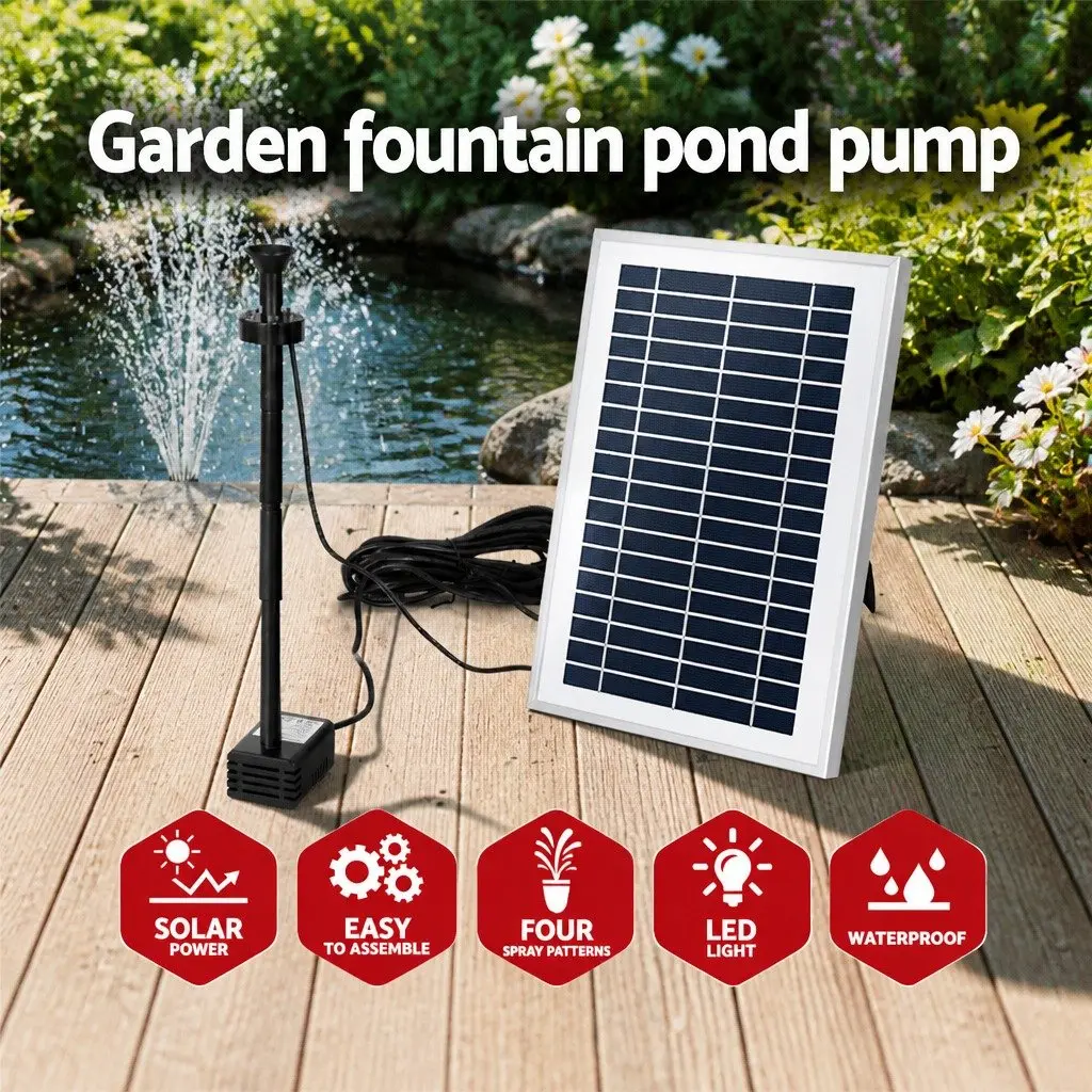 Solar Pond Pump Fountain for Garden and Patio 4.4FT with LED Lights and Remote Control