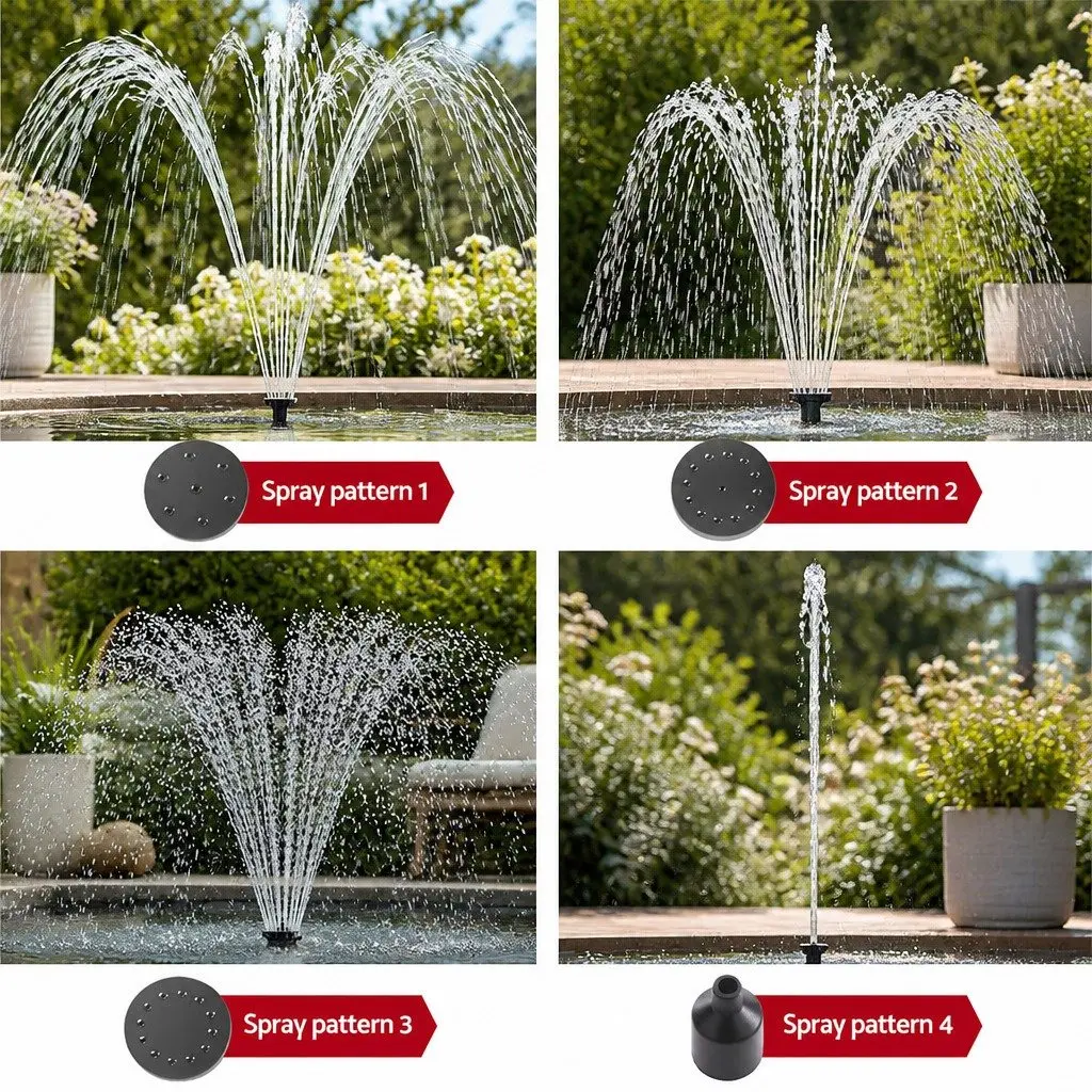 Solar Pond Pump Fountain for Garden and Patio 4.4FT with LED Lights and Remote Control