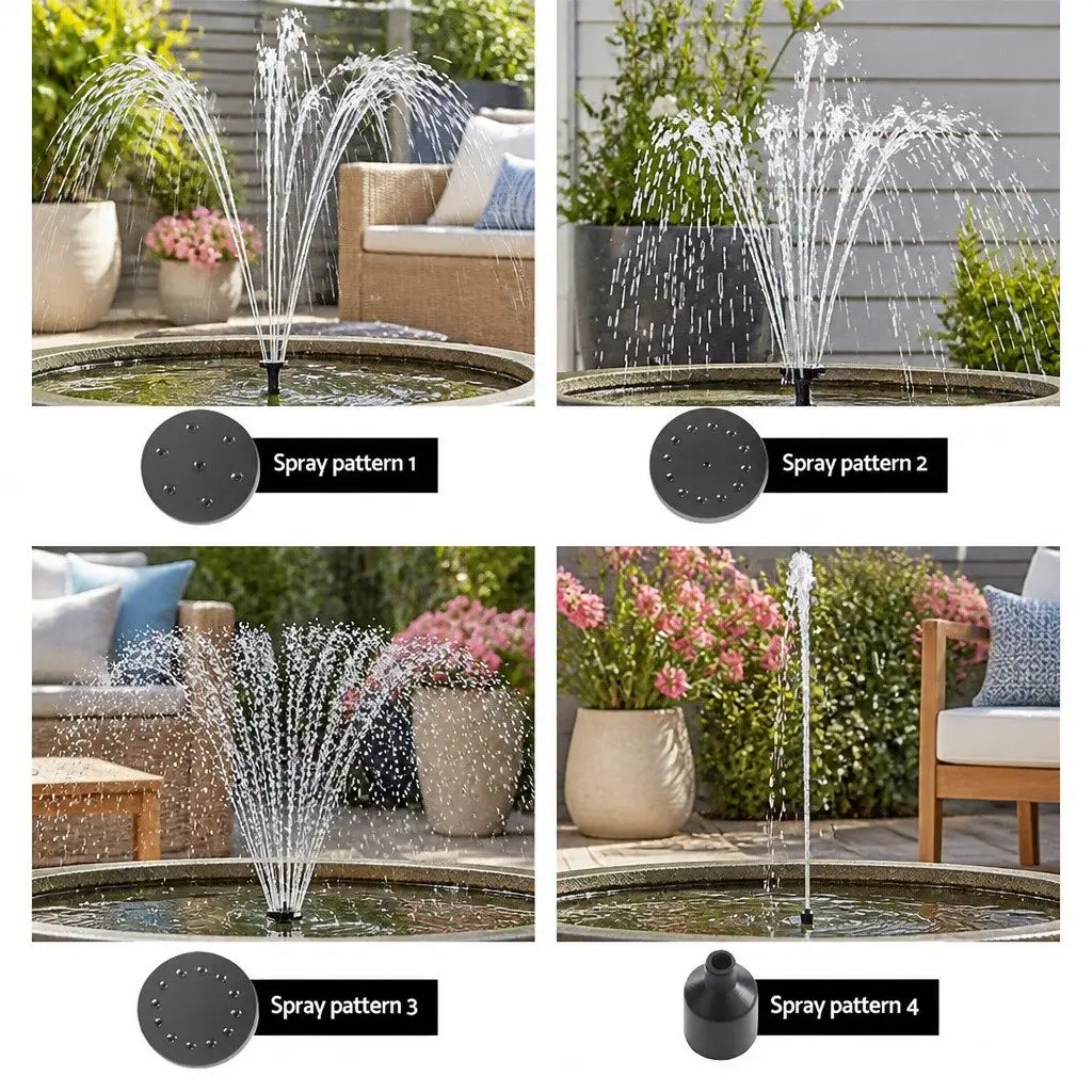 Solar Pond Pump Fountain for Garden 270L/H with LED Lights and Backup Battery