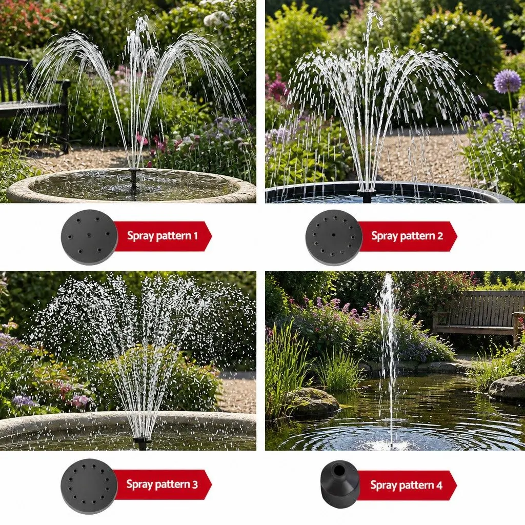 Solar Pond Pump Submersible Fountain for Garden Outdoor Use with Battery Kit LED Lights