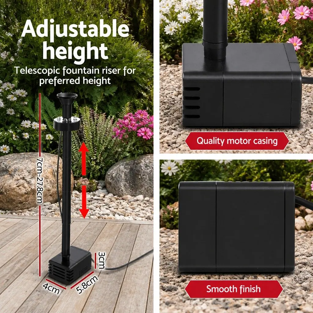 Solar Pond Pump Submersible Fountain for Garden Outdoor Use with Battery Kit LED Lights