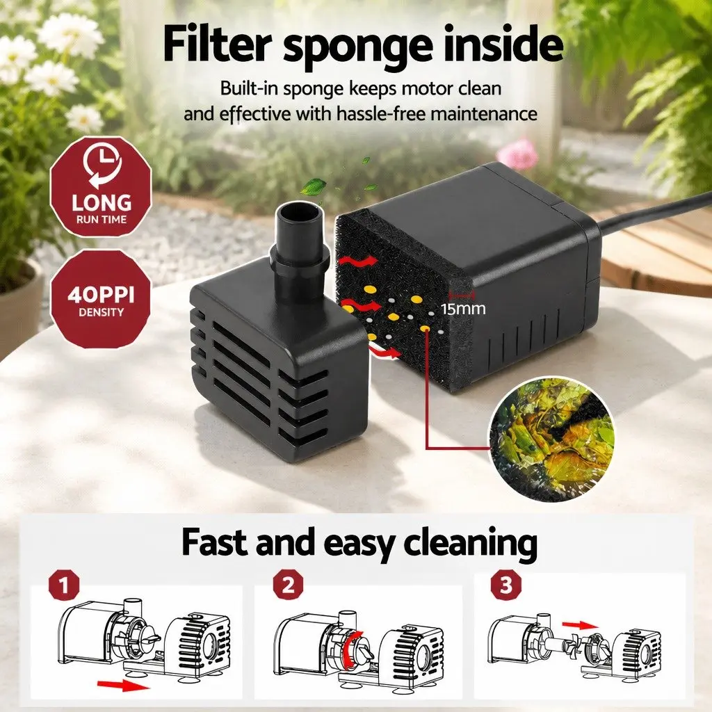 Solar Pond Pump Submersible Fountain for Garden Outdoor Use with Battery Kit LED Lights