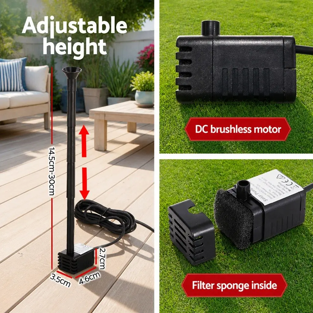 Solar Pond Pump Submersible Water Fountain Kit Outdoor Garden 4 Nozzle Options