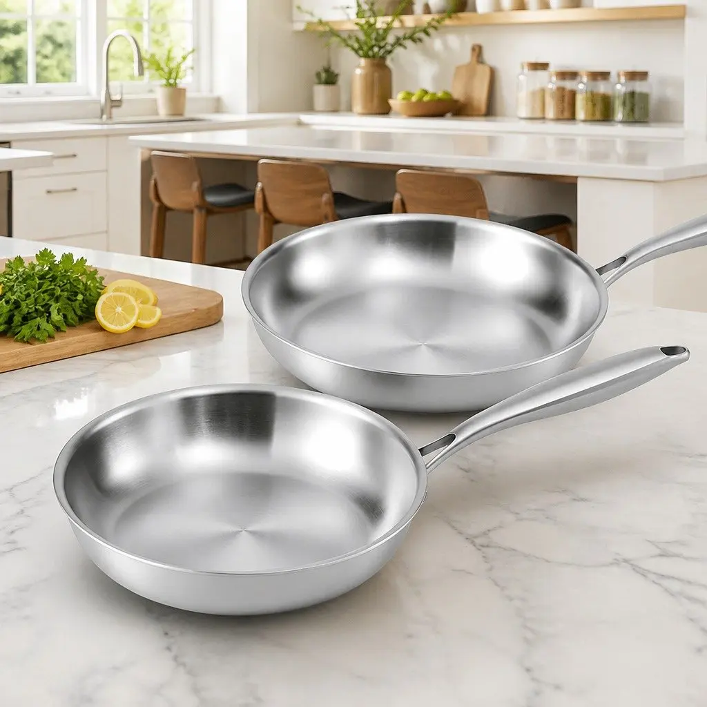 25cm & 30cm Stainless Steel Frying Pan Set