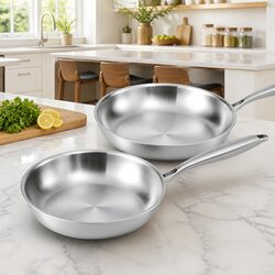 25cm & 30cm Stainless Steel Frying Pan Set